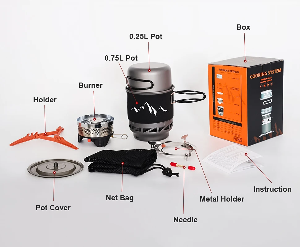 WESTTUNE Camping-Kochset, Herd, Topf, Pfanne, Kochgeschirr-System mit Wärmetauscher, Outdoor-Propan-Kochausrüstung, Outdoor-Zubehör – Detail 10