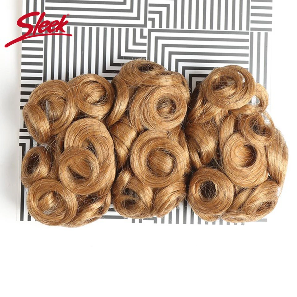 

Sleek Brazilian Curly Human Hair Blond 27# 30# 33# Red Burg Double Drawn Narural Remy Brown P4/30 Bundles Hair 3Pcs One Lot