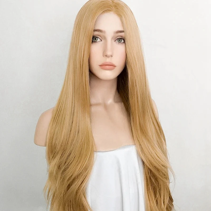 Lace Front Wig Lace Wig Glueless Golden Blonde Synthetic for Women