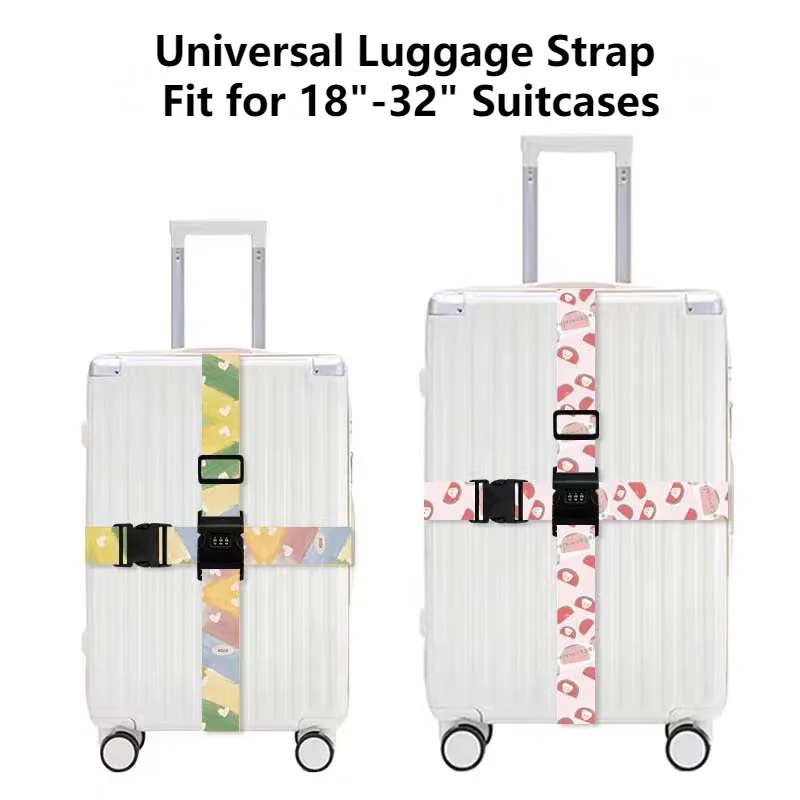 Cross Luggage Straps Fit 18-32 Inch Suitcase Belts with Buckle Combination Lock Adjustable Travel Packing Accessories