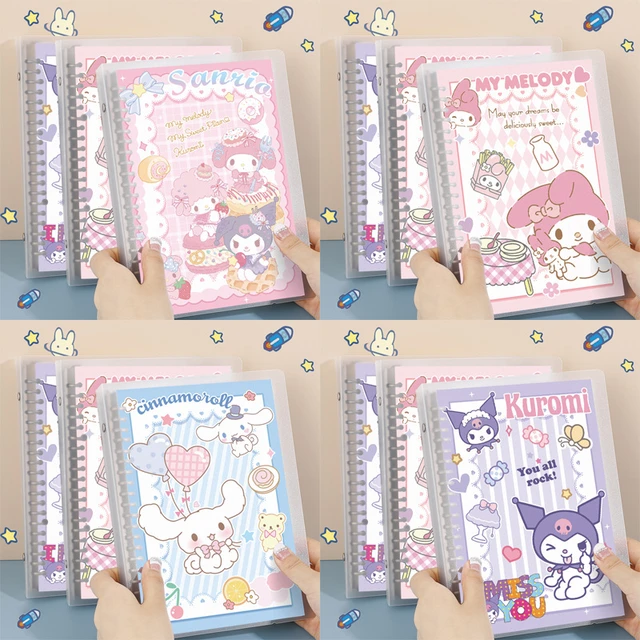 Kawaii Sanrioed A5 Spiral Coil Notebook Kuromi Cinnamoroll Notepad  Horizontal Line Book with Paper Ruler Student Stationery Gift - AliExpress