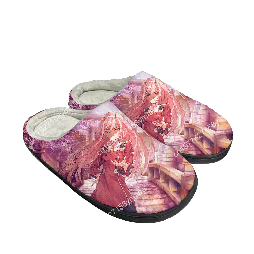 Hot Cartoon Zero Two Fashion Cotton Custom Slippers Mens Womens Sandals Plush Casual Keep Warm Shoes Thermal Comfortable Slipper