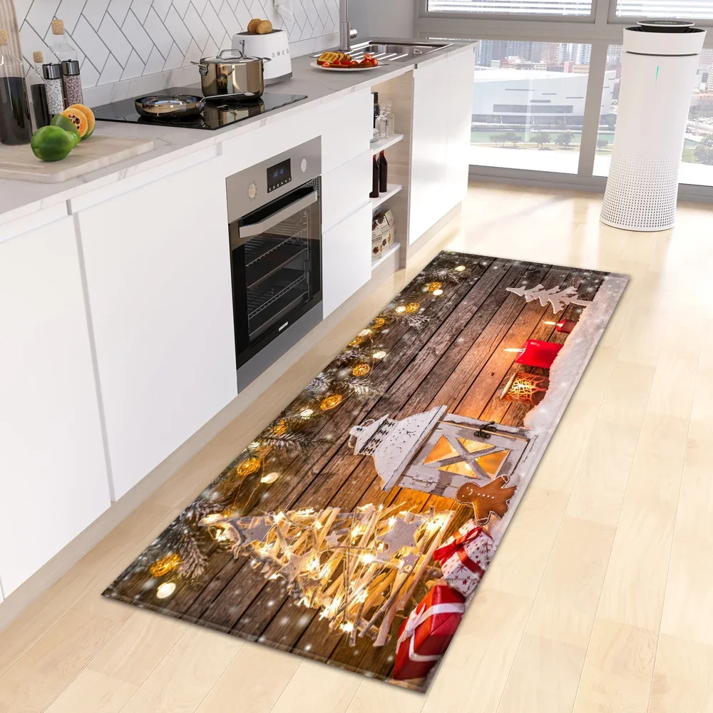 Christmas Kitchen Floor Mat Home Entrance Doormat Decor Bathroom Anti-Slip Foot Pad Carpet for Living Room Hallway Balcony Rugs