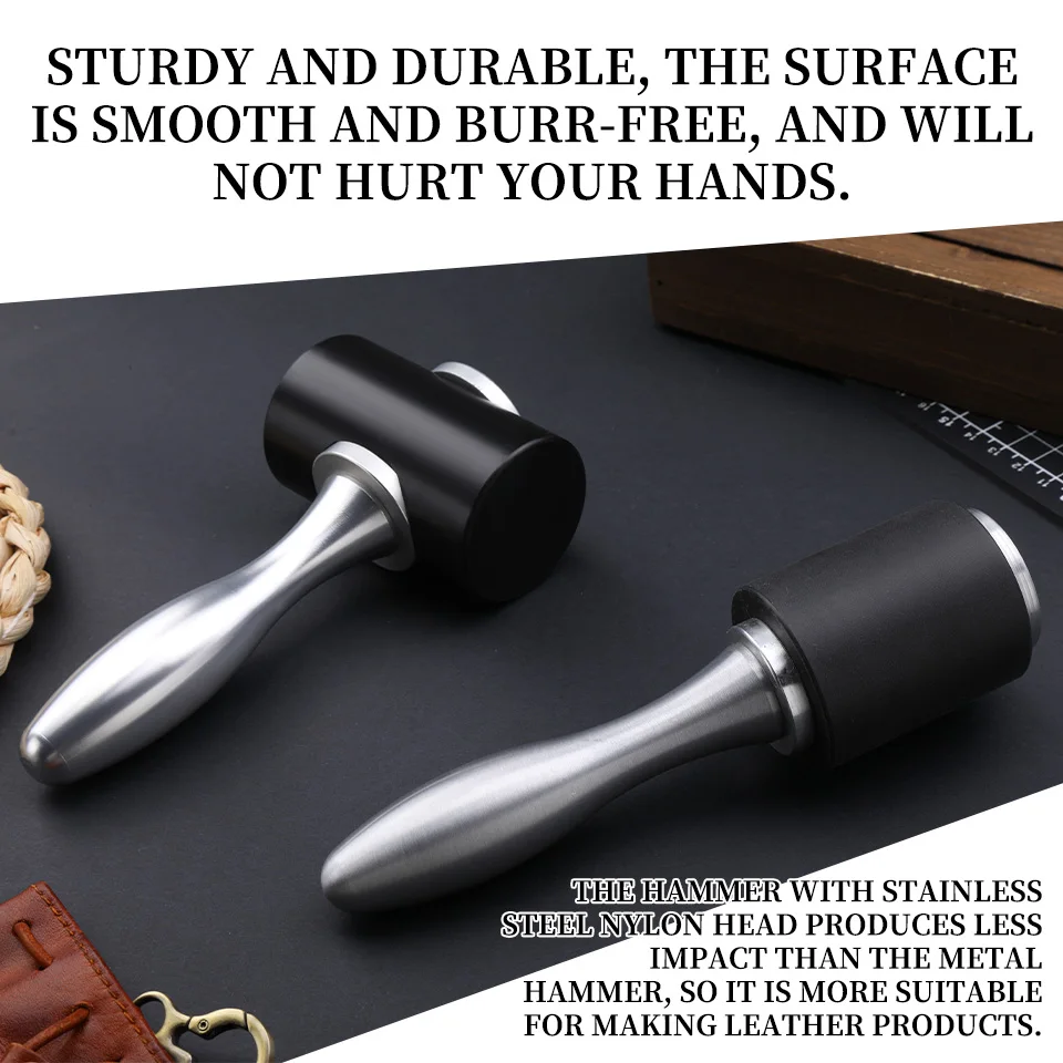 Leather Carving Hammer MIUSIE Professional Leather Carve Hammer Nylon Hammer Aluminum Handle Leathercraft Mallet Punch Printing Percussion DIY Tool