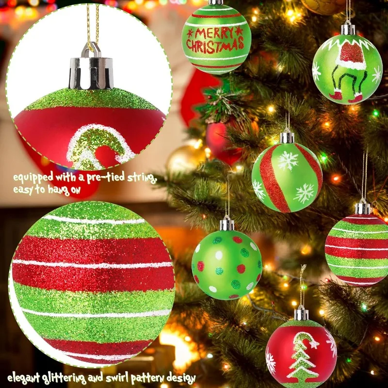 Set of 12 Hand-painted Electroplated Christmas Tree Ornaments
