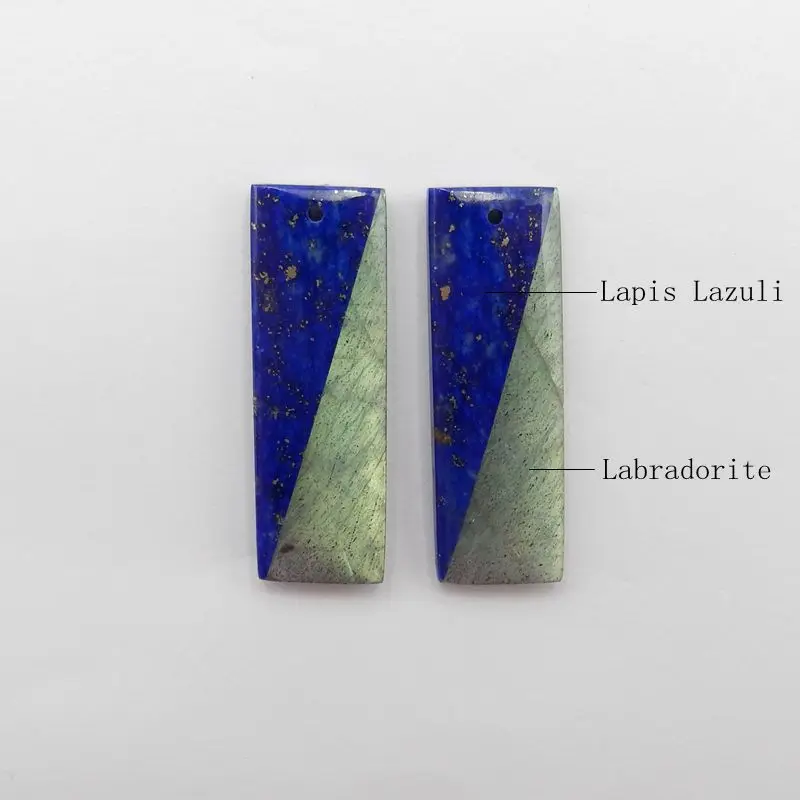 Semiprecious Natural Stone Lapis Lazuli Labradorite Intarsia Earrings Accessories Fine Jewelry For Women 35x12x5mm 9g