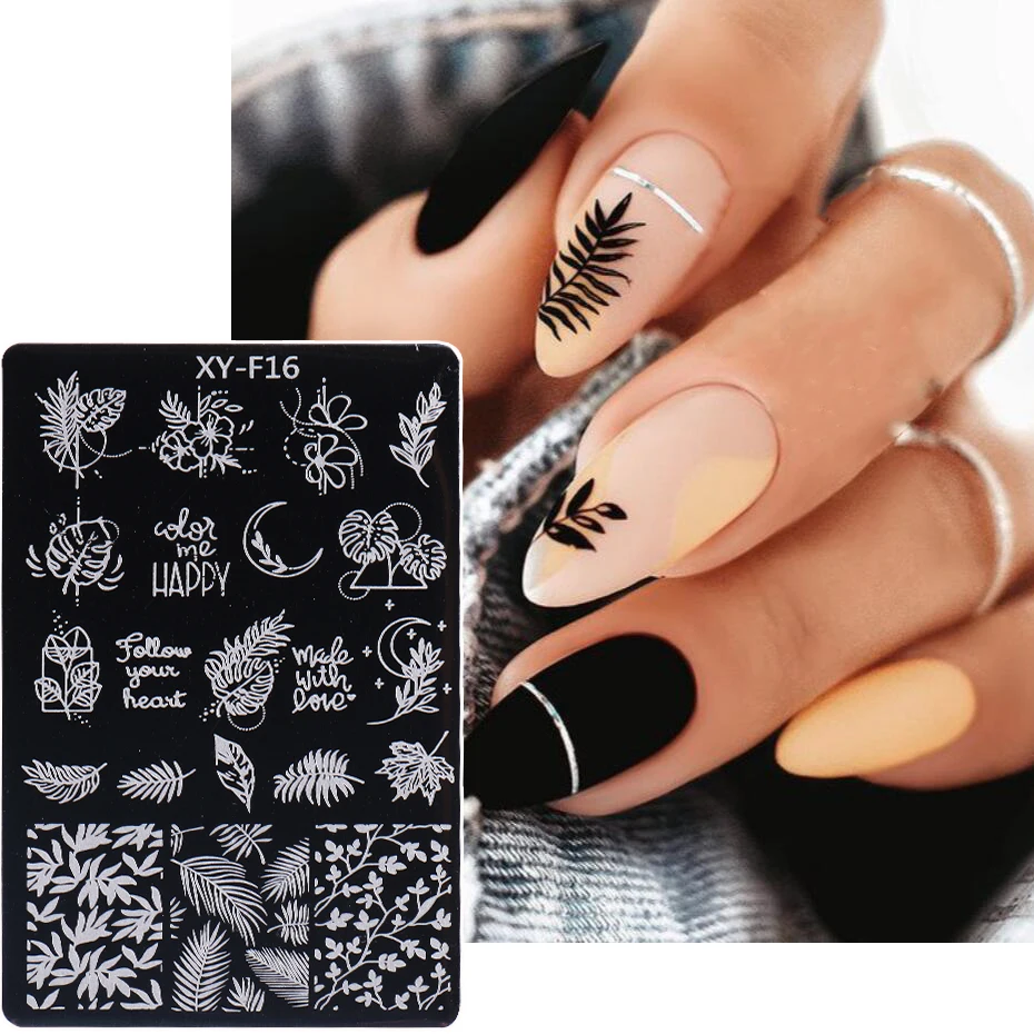 5pcs/set Flower Leaves Nail Stamping Plates Leaf Floral Butterfly Line Spring Printing Stencil Nail Stamp Templates Nails Tool 2