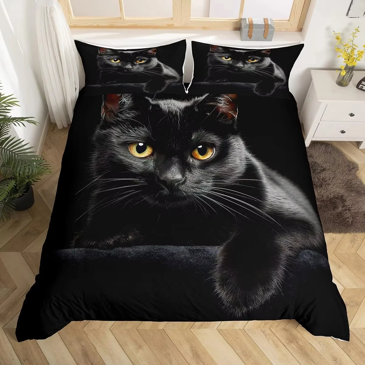 Cute Cat Duvet Cover Set Boys Girls Adults Animal Printed Bedding Set Pet Theme Comforter Cover Pet Quilt Covers with Pillowcase 6