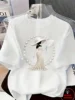 Women's Printed T-Shirt Pearl Diamond Jewelry Women's Design Casual Round Neck Short-sleeved Top Urban Style Printed T-Shirt 1