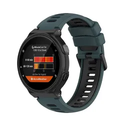 Durable Rubber Strap for Smart Watch - Sport Wristband Replacement (Green black)