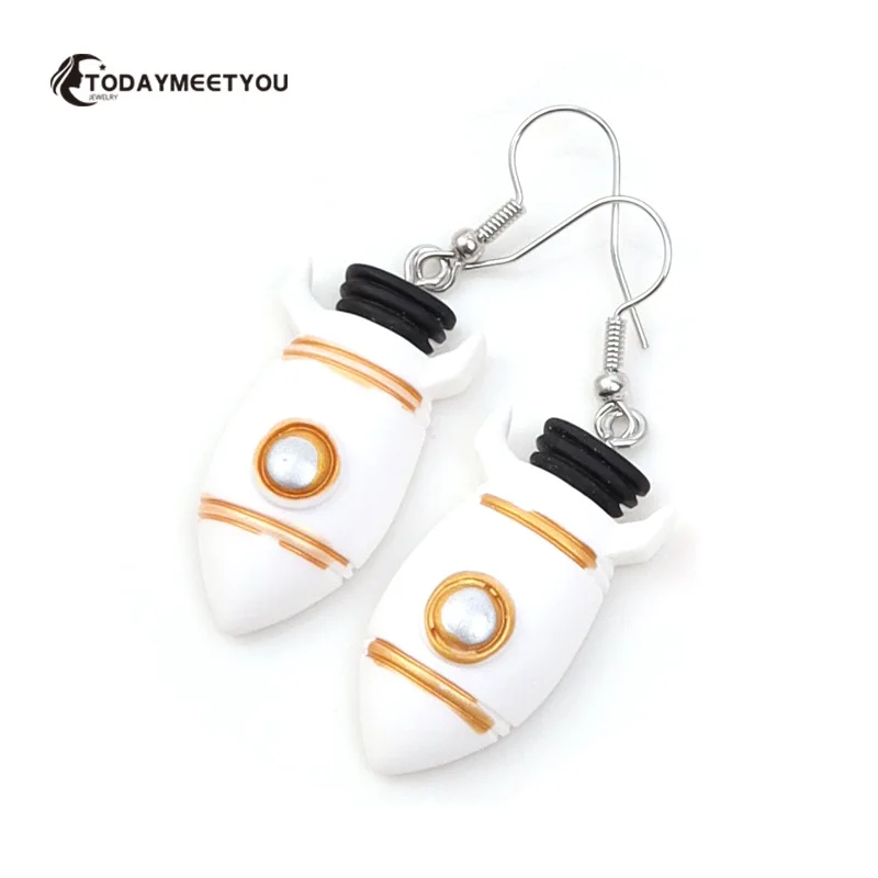 1Pairs Cute Cartoon 3D Astronaut Spaceman Earrings For Women Girls Aircraft Planet Star Moon Earrings Resin Fashion Jewelry - Image 6