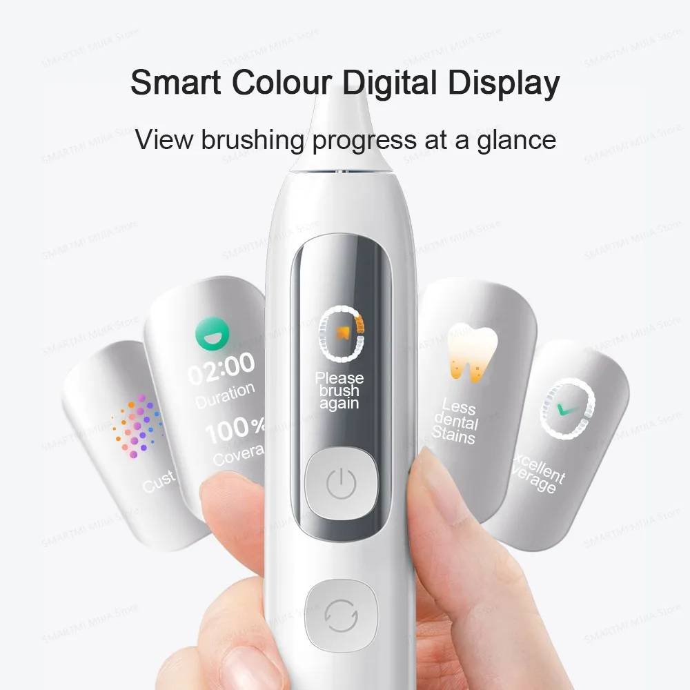 מברשת שיניים חשמלית MIJIA Smart Servo-Oscillation Pro, עמידה למים בתקן IPX8 ועם נעילת נסיעות, חיי סוללה של 180 יום, שליטה באמצעות אפליקציה
