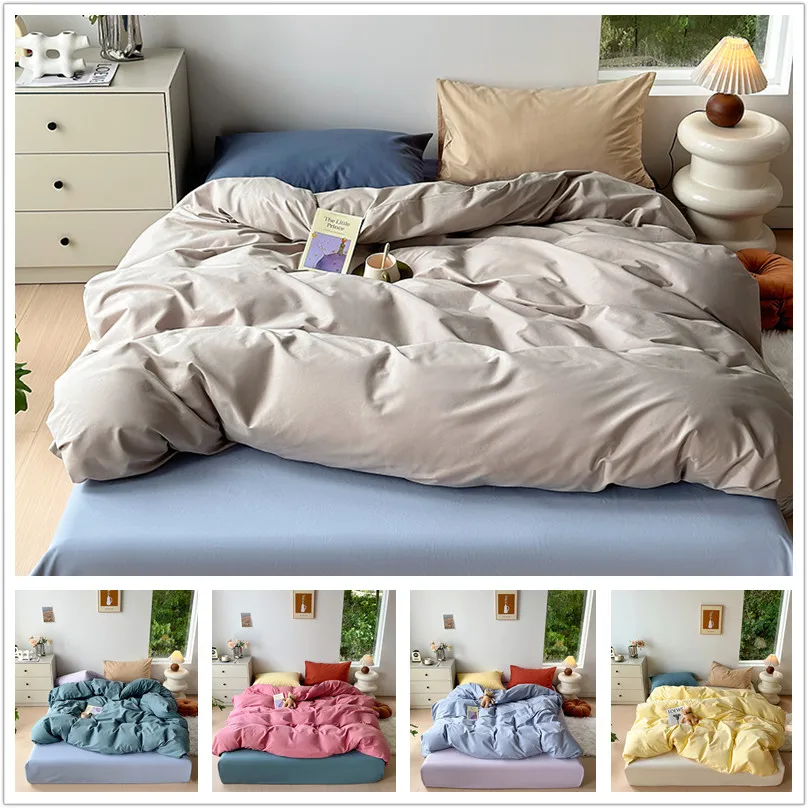 

100% Cotton Quilt Cover Solid Color Duvet Cover Skin-friendly Comforter Covers Home Bed Linen housse de couette (No Pillowcase)