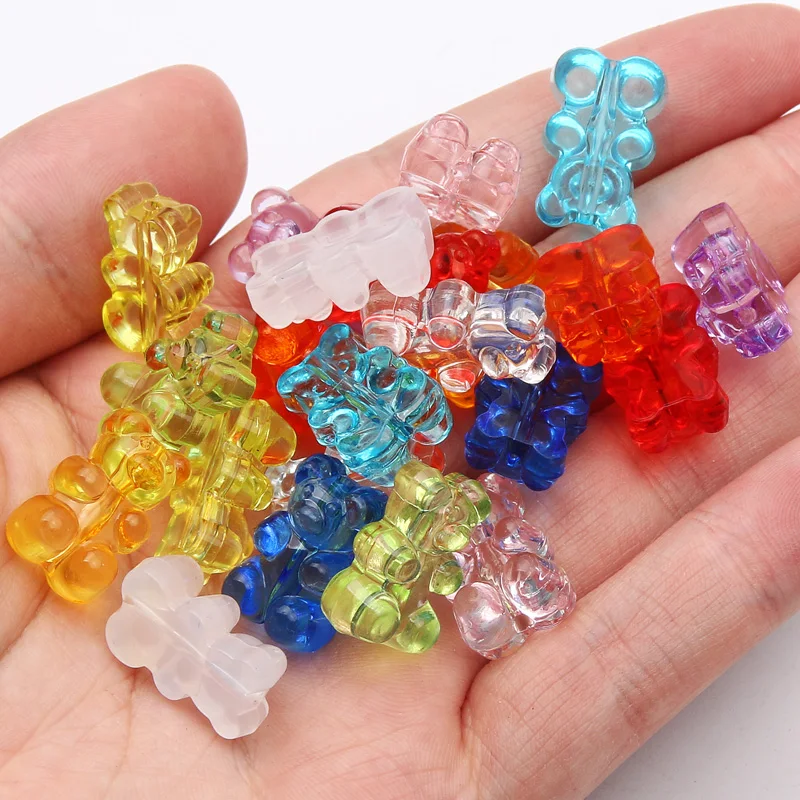 10/20pcs Multicolor Transparent Resin Beads Cartoon Flat Back Bear