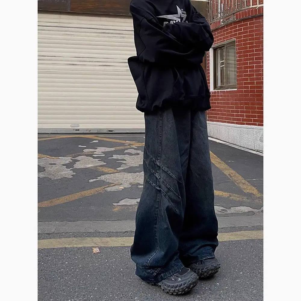 American Spring and Autumn Season Men and Women Trendy Personalized Straight Tube Washed Jeans Couple Wide Leg Casual Pants y2k 6
