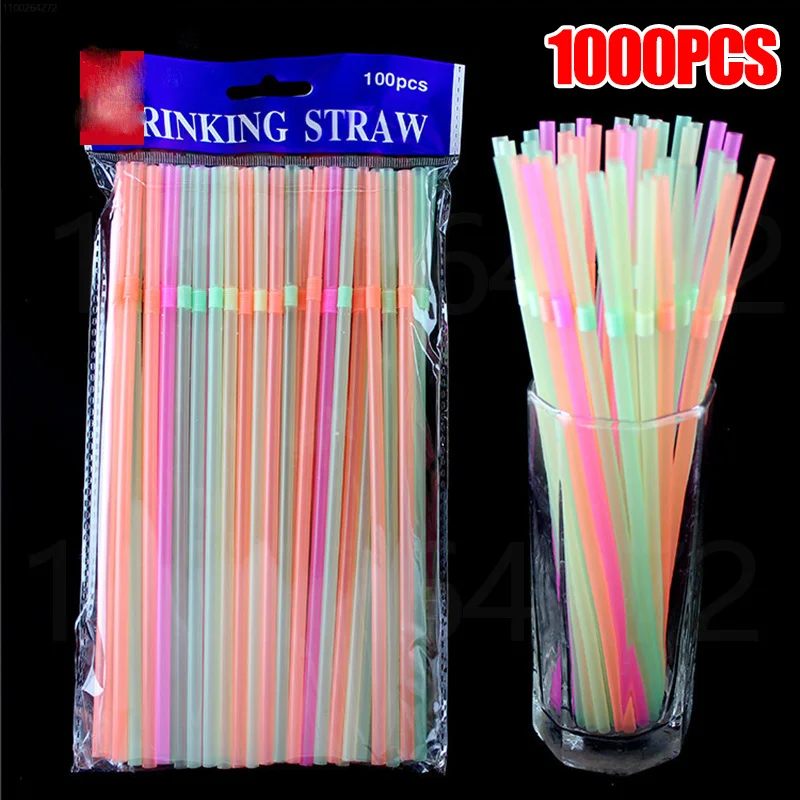 Disposable Plastic Straws Multicolor Kitchen Beverage Drinking Straw Cocktail Rietjes Wedding Birthday Party bar Accessories