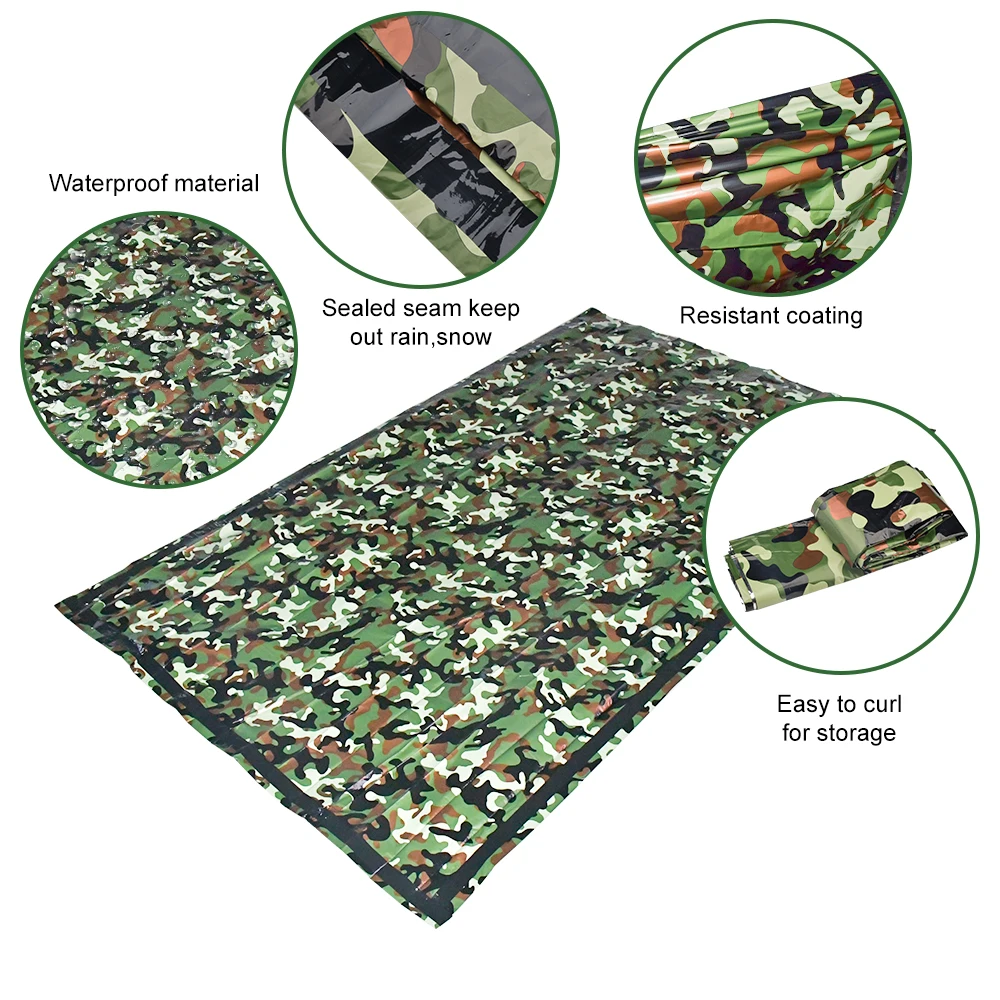 Camouflage Waterproof Emergency Sleeping Bag 120x200cm Portable Warmth Survival Camping Reusable Send Original Storage Bag