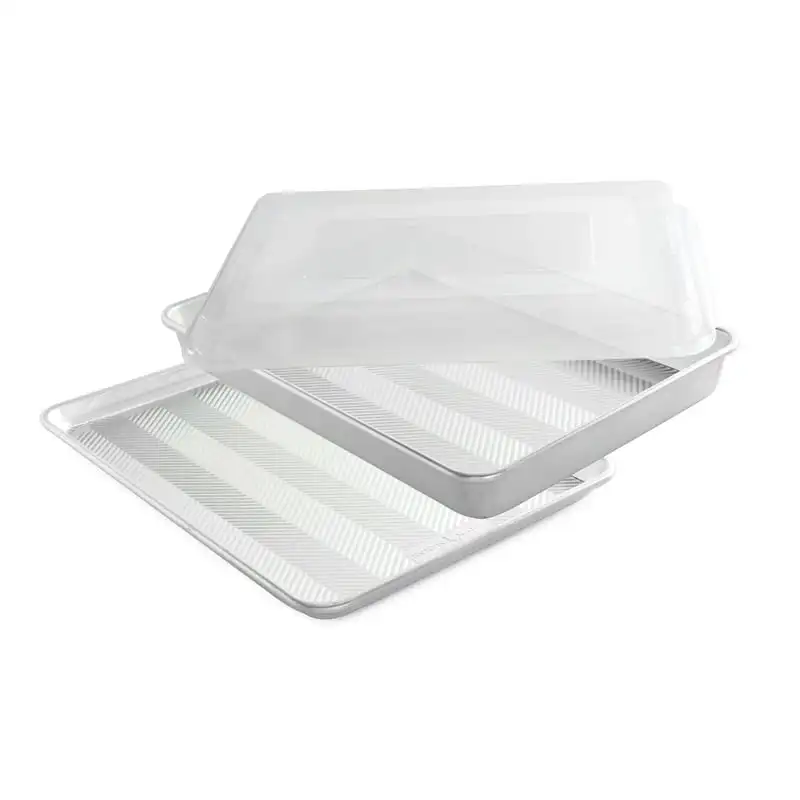 

Piece Prism Natural Aluminum Baking Sheet Set, Large, High Sided Half Sheet, Half Sheet, and Lid