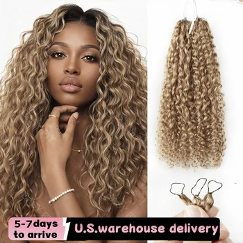 Honey Blonde Highlight Deep Wave Pre-Separated Human Crochet Hair Deep Curly Feather Crochet Braids Hair Extensions For Women 1