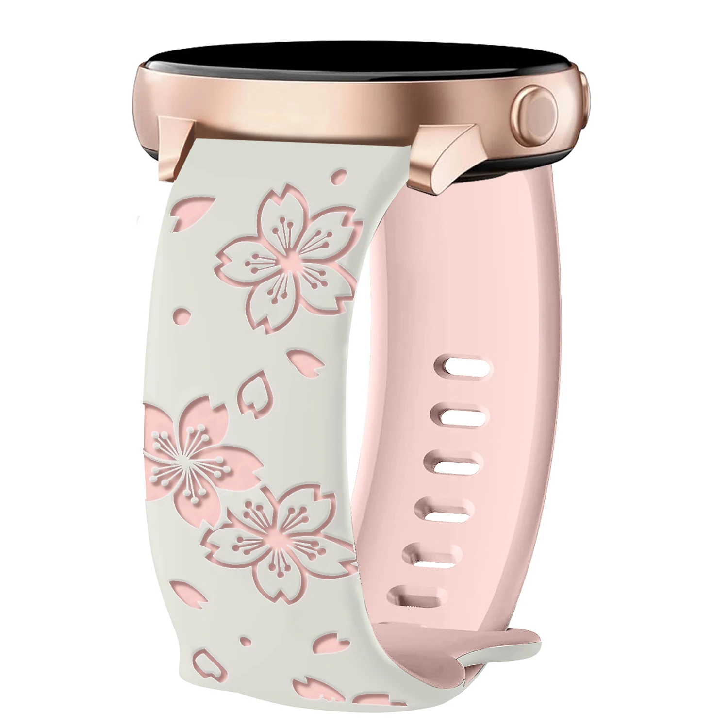 Elegant Women's Floral Soft Silicone Wristband - 20mm Universal Strap