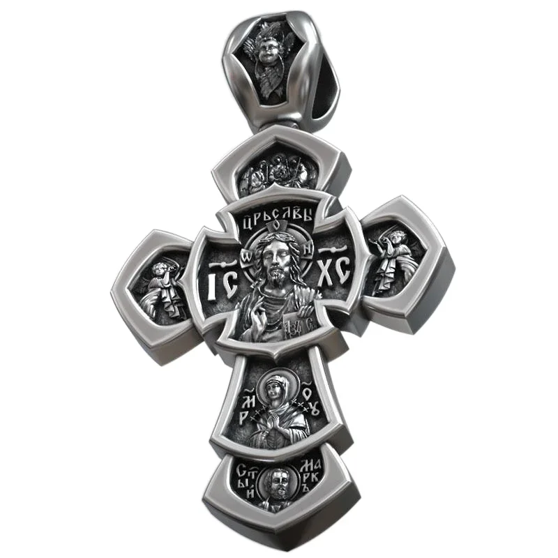 14g Jesus Christ Gilding Cross Saint George Victorious and Saints Religious Art Relief  Customized 925 Solid Sterling Silver Pen