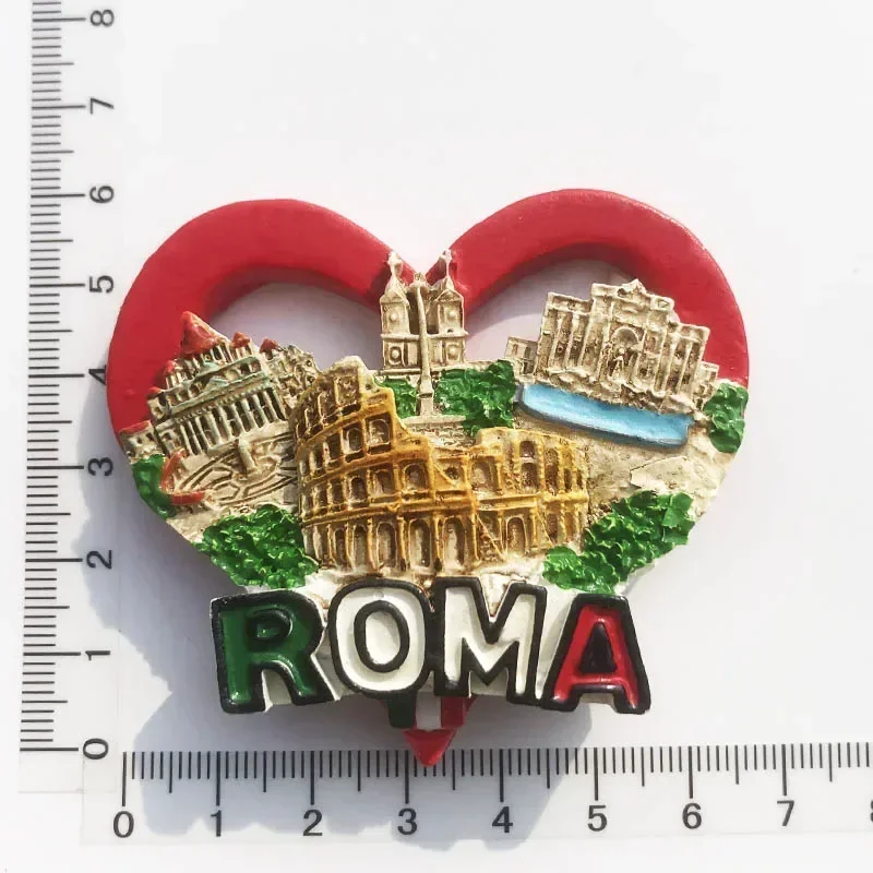 Magnete Frigorifero 3D Roma Italia - Colosseo, Bocca Della Verità, Vaticano, Souvenir Artigianale In Poliresina, 10,5x5 Cm - 2