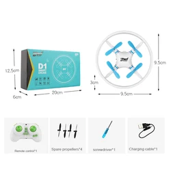 Mini Remote Control Quadcopter Toy for Kids - Children's Micro Aircraft with Fixed Height Capability (D1 BLUE Boxed)