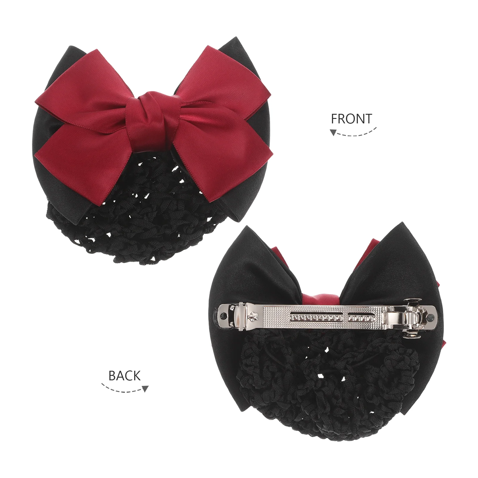 3 Pcs Bun Head Flower Net Bag Miss Black Bow for Hair Clip Cloth Women Headdress