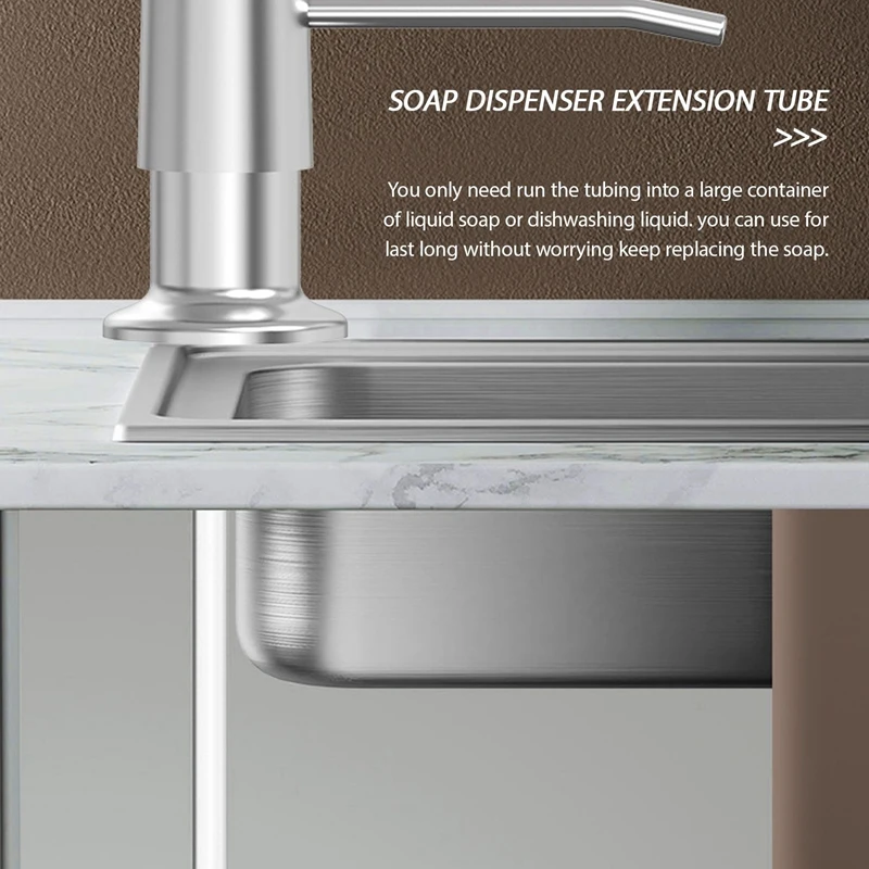 Sink Soap Dispenser Extension Tube Kit 45Inch With Check Valve, No Need To Fill The Little Bottle Again 5