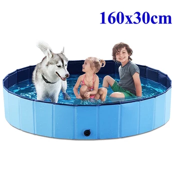 Dog Swimming Pool & Pool Cover Portable Plastic Pool Grooming Tub Bathing Scratch Resistance Pet Pools Bathtub for Large Dogs 2