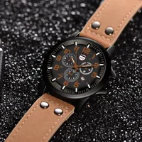 Fashion Men's Calendar Quartz Watch Sports Watches Casual Leather Strap Male Wristwatch Reloj Hombre 6
