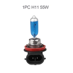 Super Bright 55W 6000K White Halogen Car Light Bulb for Headlights and Fog Lights (1pc H11 55W)