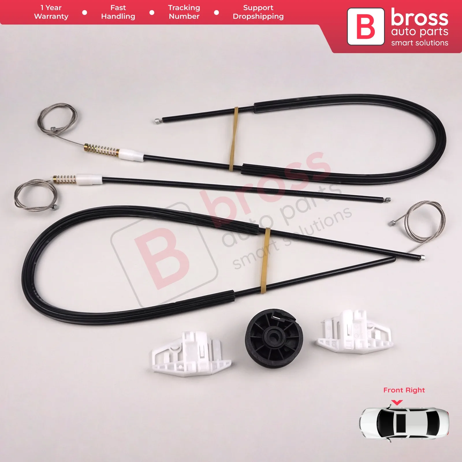 

Bross Auto Parts BWR587 Electrical Power Window Regulator Repair Kit Front Right Door for Renault Megane 2 Coupe 2002-2009