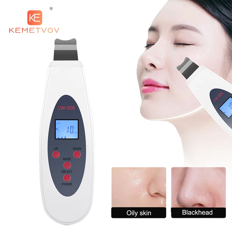 Ultrasonic Skin Scrubber Cleanser Face Cleaning Acne Removal Galvanic Facial Spa Ultrasound Peeling Clean Tone Lift LW006 Facial Scrubber