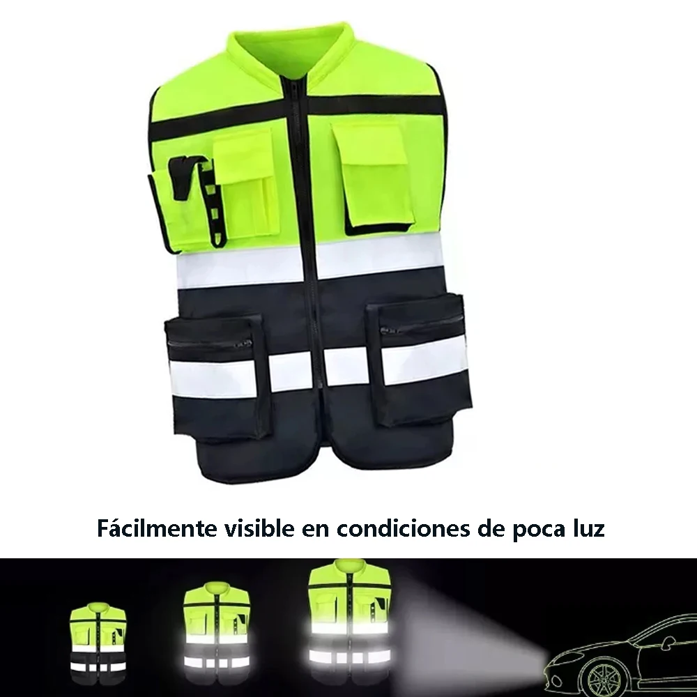 Green Black Safety Vest High Visibility Reflective Safety Vest Xl With Pocket Fit For Construction Workers Cyclists Runners reflective safety vest