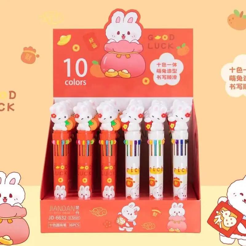 

36 pcs/lot Kawaii Rabbit 10 Colors Ballpoint Pen Cute Ball Pens Material Office School Writing Supplies Wholesale