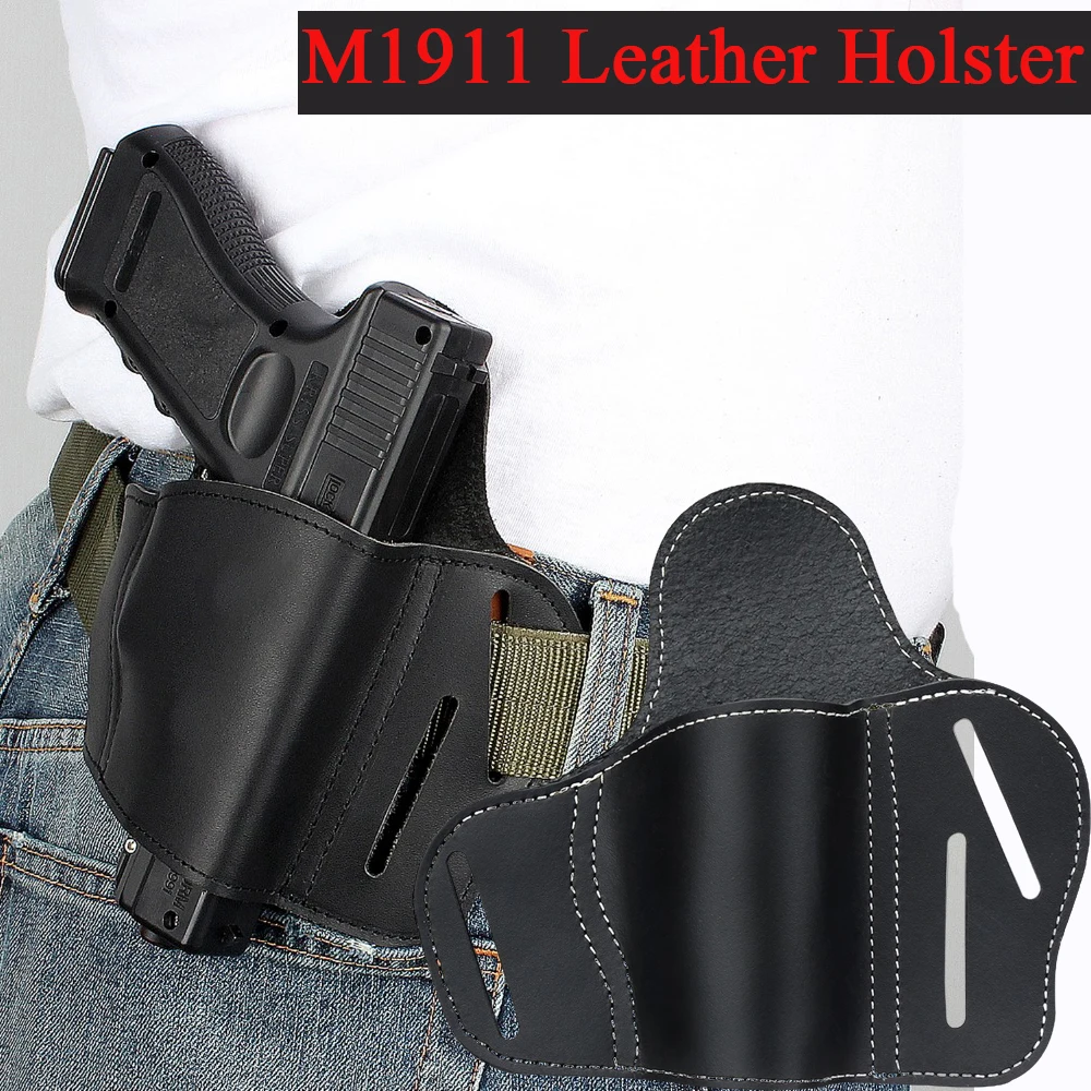 Tactical Soft Concealed Carry Leather Owb Invisible Holster 3 Slot