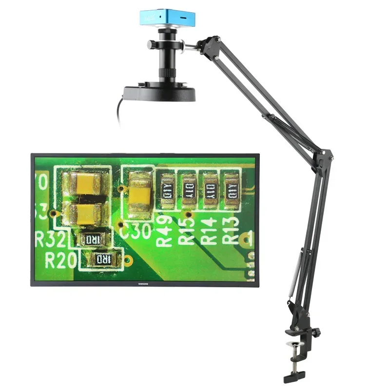 

55MP 4K 2K HDMI USB Video Industrial Microscope Camera 130X Long Focus Zoom C Mount Lens For Phone PCB SMD Soldering