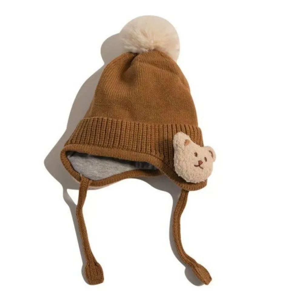 Warm Knit Baby Hat with Bear Earflap for Winter