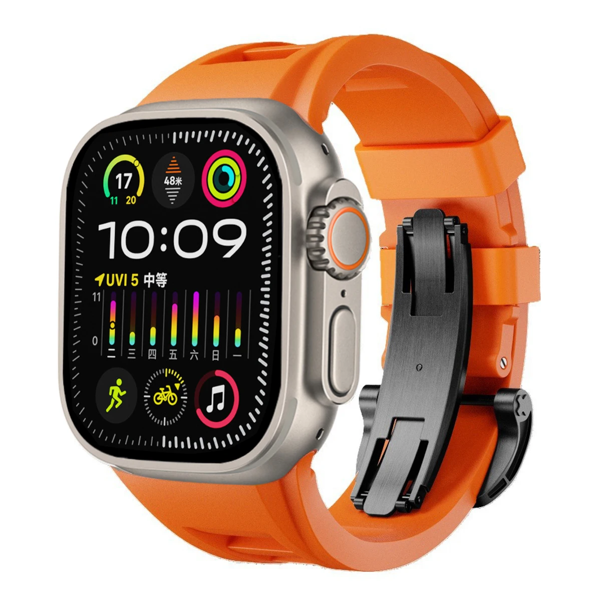 애플 워치용 메탈 실리콘 스트랩 울트라 밴드, 49mm, 45mm, 44mm, 42mm 벨트, 한국 팔찌, iWatch 시리즈 9, 8, 7, 6, 5, 4, 3, SE 울트라 2