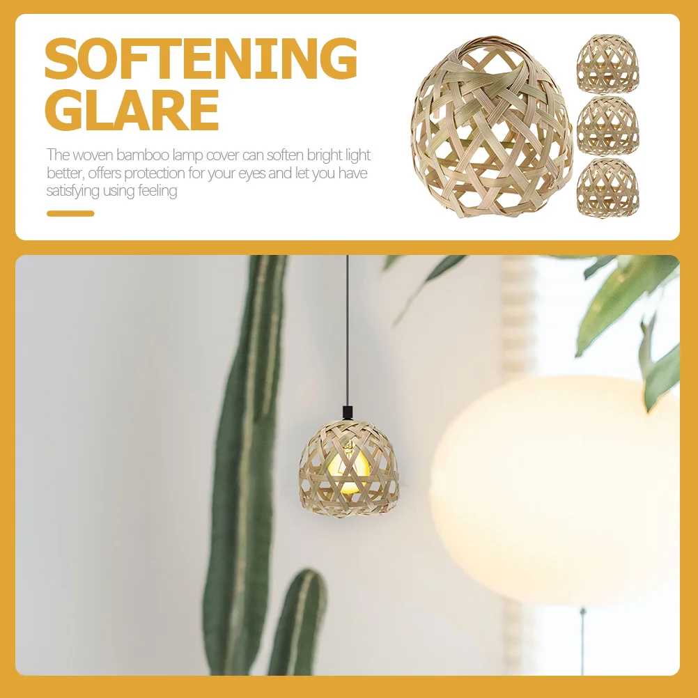 

Woven Bamboo Lamp Shade Chandelier Cover Mini Globe Pendant Light Rattan Ceiling Fan Bulb Cover Ceiling Pendant Lamp