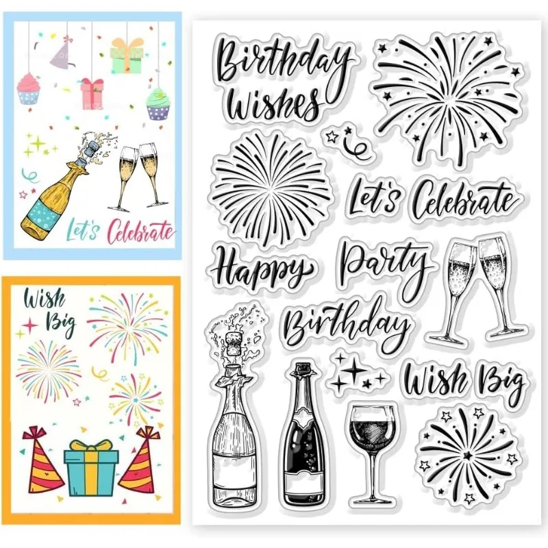 Fireworks Clear Stamps 1Sheet for Wine Champagne Bottle