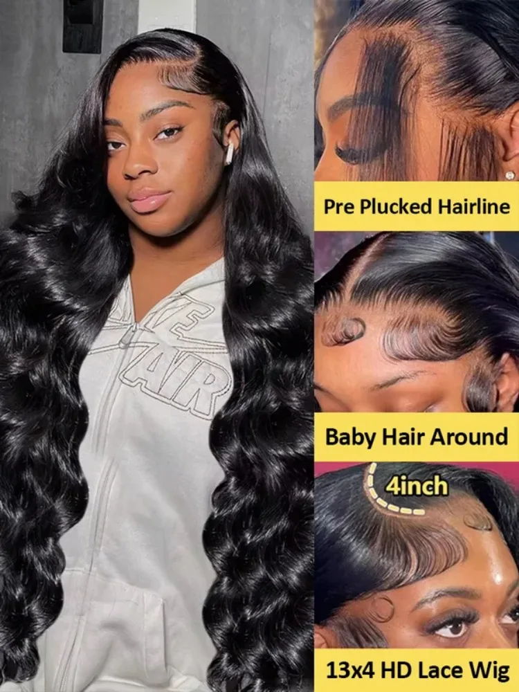30 40 Inch 13x6 Body Wave Lace Frontal Human Hair Wig Pre Plucked 13x4 HD Transparent Lace Front Wigs Brazilian For Black Women