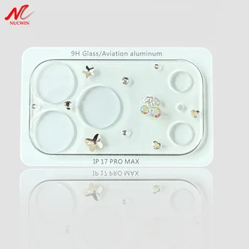 Ins Korean Cute Glitter 3D Rhinestone Colorful Cherry Lens Film for iPhone 17Pro 17 Pro Max Full Cover Glass Camera Protector 1