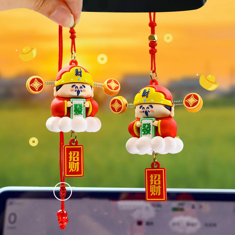 

Новинка, подвеска в виде куклы в виде автомобиля, забавное украшение для автомобиля, подарок на удачу, подвесные украшения на новый год, подарки