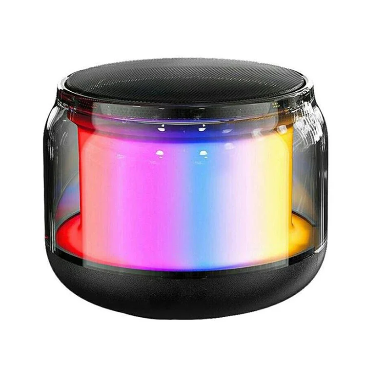 Mini compactamente TWS sem fio compatível com Bluetooth 360 °   Alto-falante Soundbar Alto-falante Luzes LED para viagens/atividade ao ar livre/casa