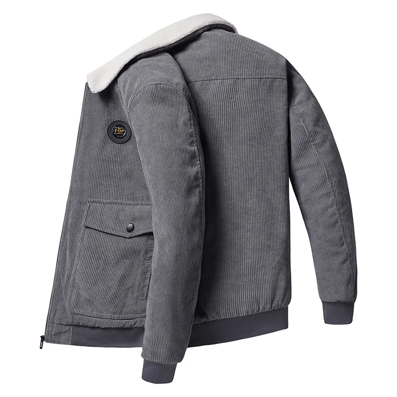 Plush and Thickened Men's Warm Winter Casual Corduroy Jacket