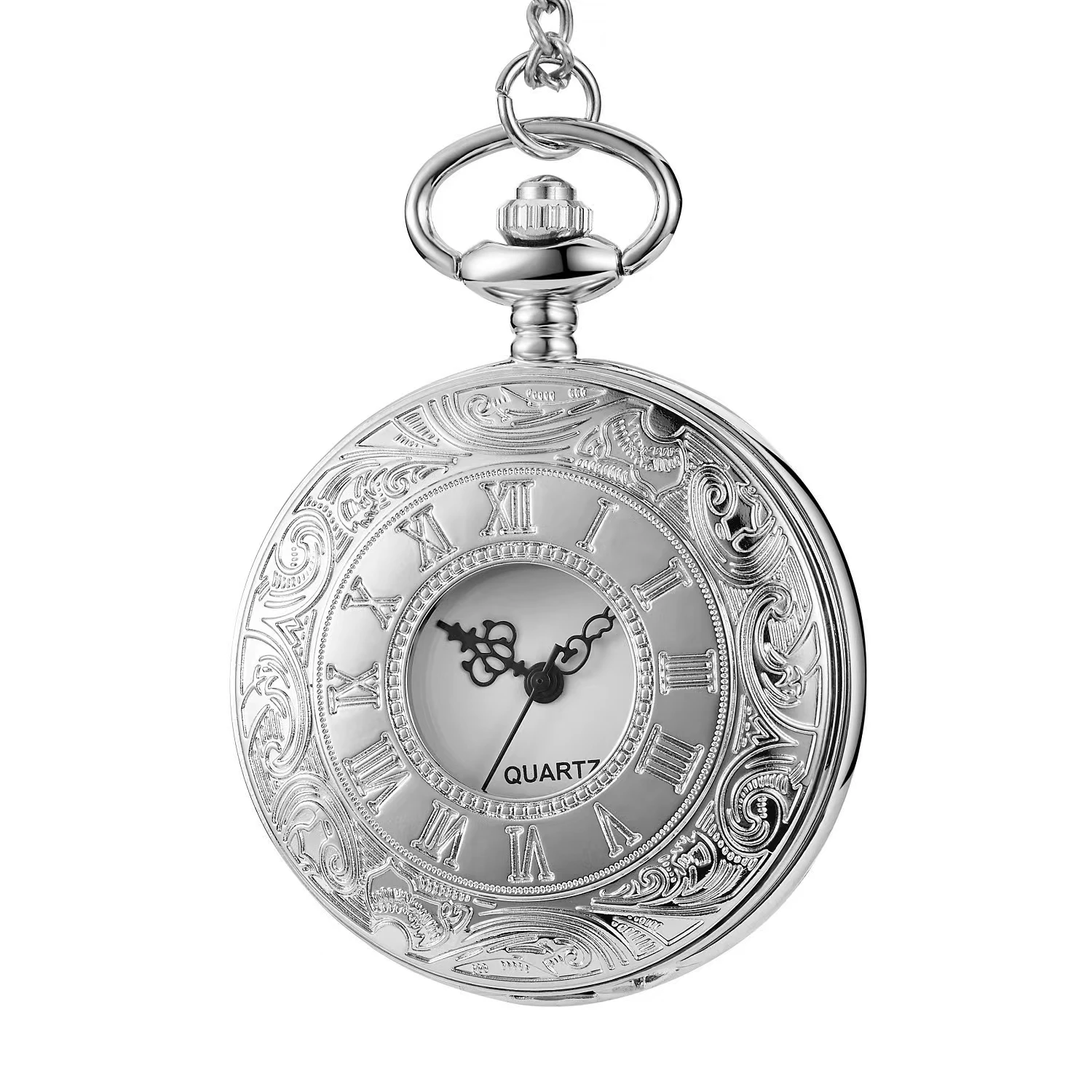 Quartz pocket watches rustic retro roman openwork pocket watches men's and women's clothing accessories quartz