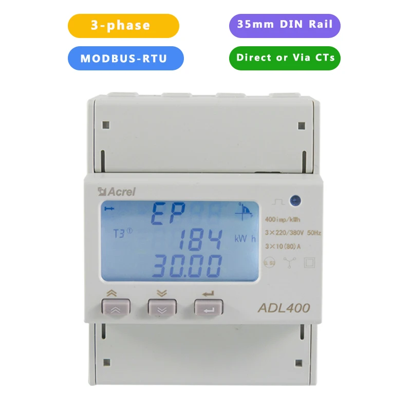 

Acrel MID 3-фазный 4-проводной ADL400 Стандартный измеритель энергии на Din-рейке с RS485 Modbus-RTU для управления энергией в отрасли