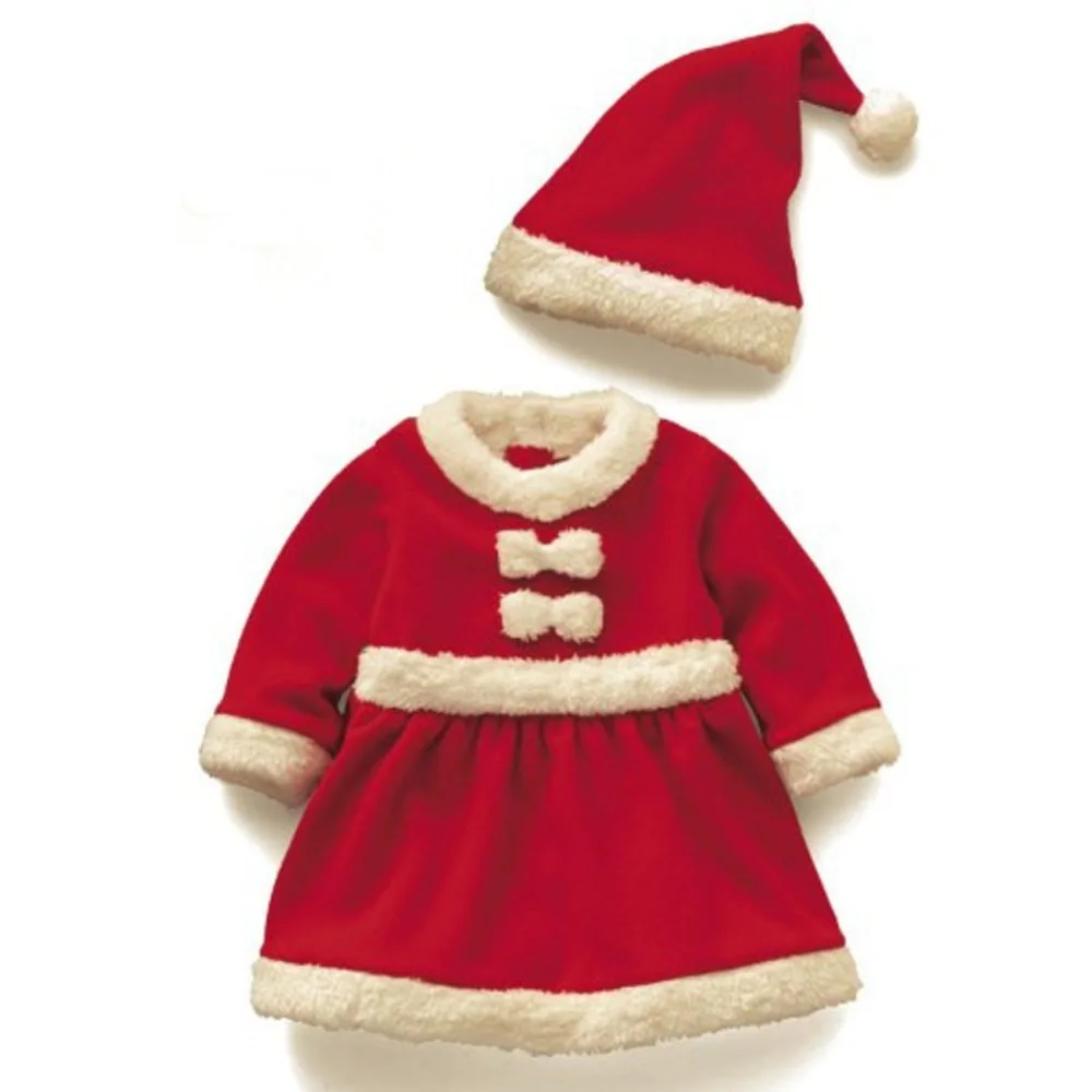 2024 New Year Christmas Clothes Santa Claus Soft Cosplay Costume Red Xmas Suit Toddler Girl Dress Set Infant Winter Outwear